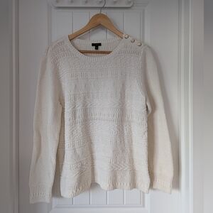 Talbots Women's Cotton Ivory Knit Sweater Size XL Petite